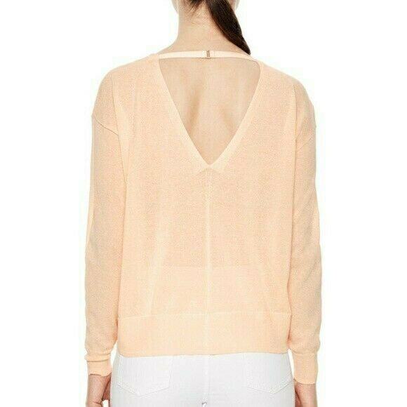 SANDRO Paris Ania open v-back pullover lightweight sweater knit top rose 2 M NEW - Picture 4 of 7